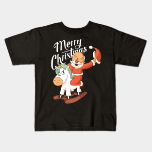 SANTA RIDING UNICORN Kids T-Shirt